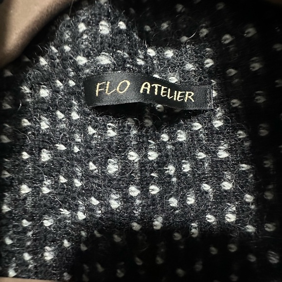 Flo Atelier Black White Asymmetrical Jacket OS Bulgarian Designer Handmade Coat - Picture 3 of 3